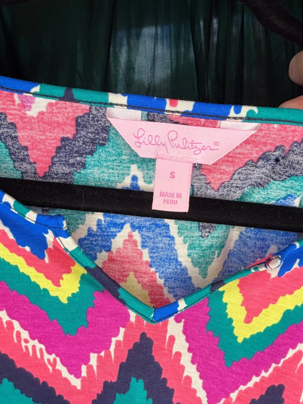 Lilly Pulitzer Gretchen Chevron Dress (2013) 3/4 Sleeve Mini Dress Size Small